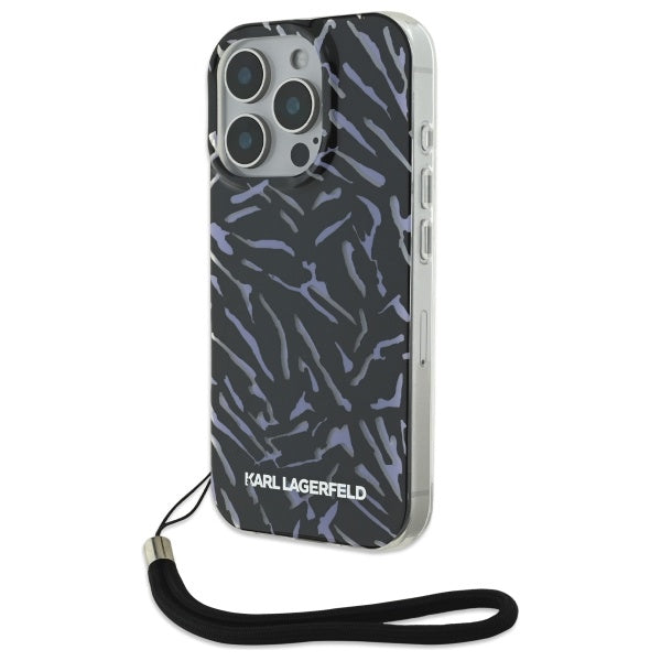 Capa para Apple iPhone 16 Pro Max, Karl Lagerfeld, Zebra com Alça de Cordão, Roxo