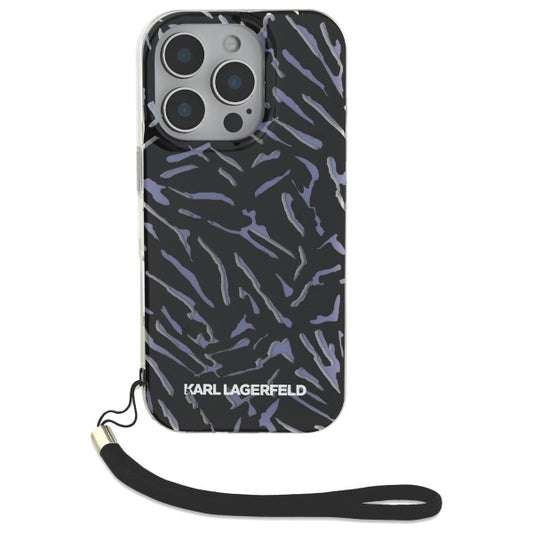 Capa para Apple iPhone 16 Pro Max, Karl Lagerfeld, Zebra com Alça de Cordão, Roxo