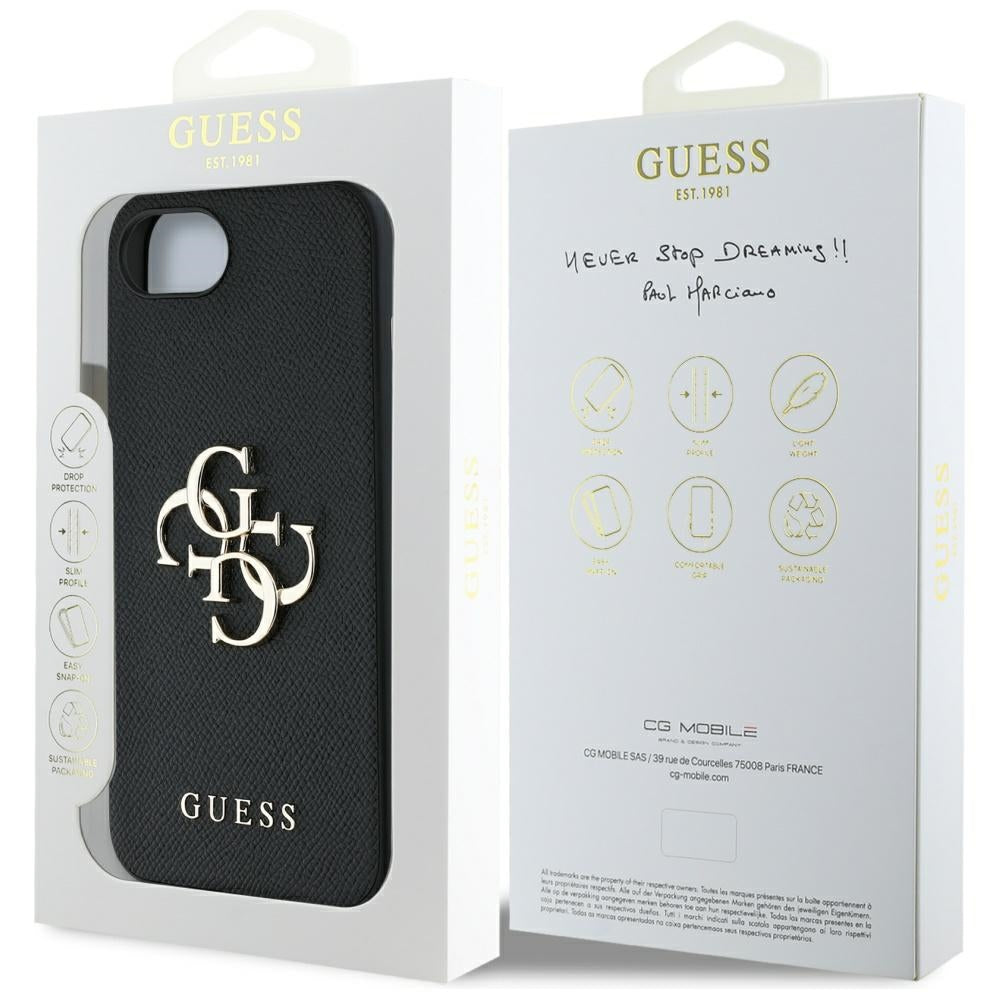 Capa para Apple iPhone 17e / 16e, Guess, 4G Grained Big and Classic Logo, Preta