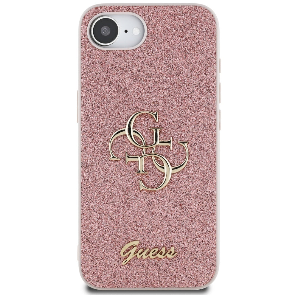 Case for Apple iPhone 17e / 16e, Guess, Fixed Glitter Big 4G, Pink