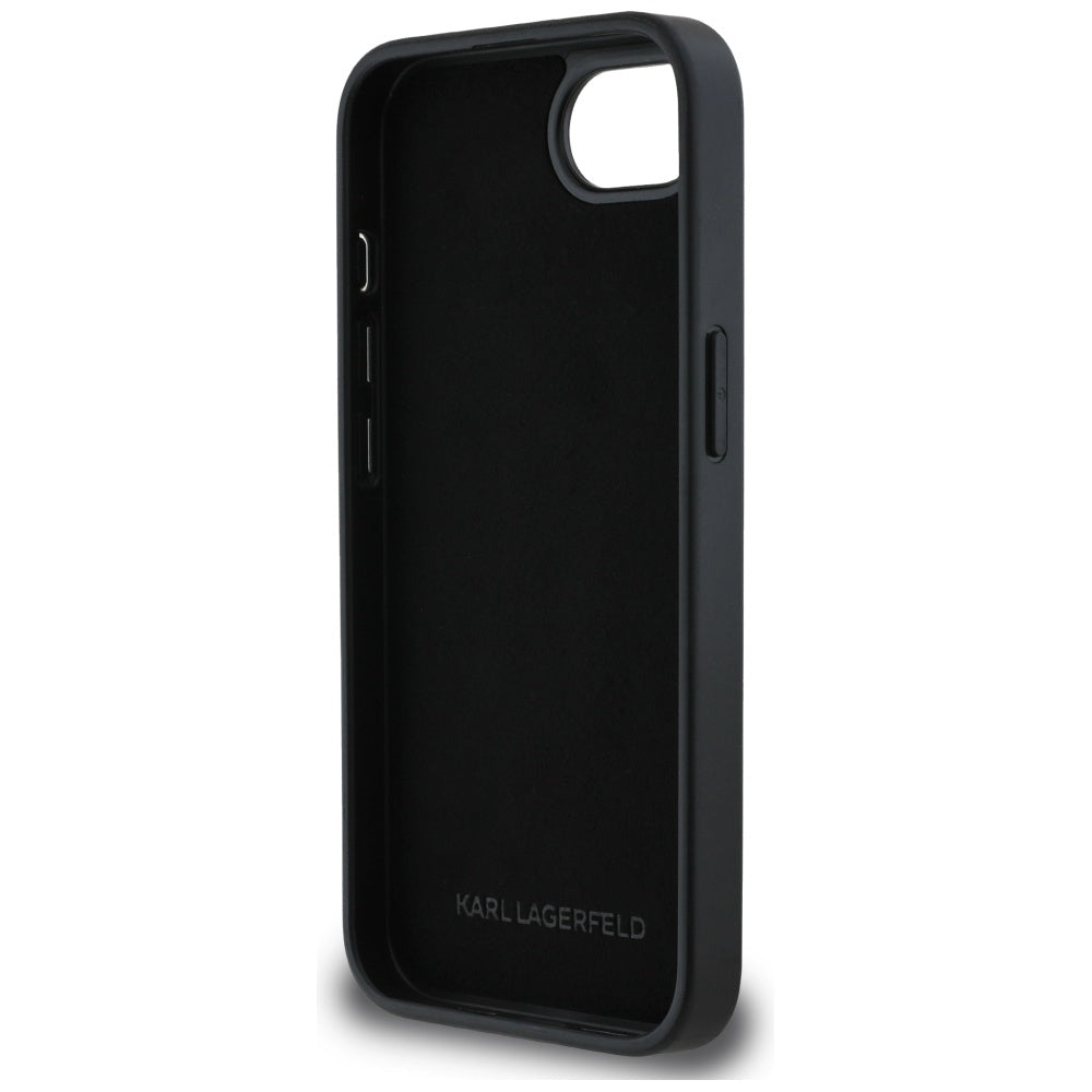 Capa para Apple iPhone 17e / 16e, Karl Lagerfeld, Monograma da Cabeça de Choupette, Preta