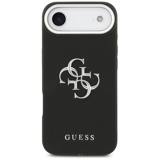 Case for Apple iPhone 17 Air, Guess, 4G Grained Big and Classic Logo, Black Silver