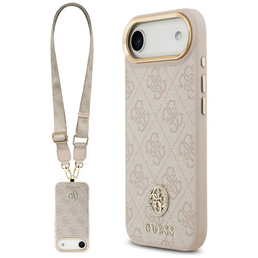 Capa para Apple iPhone 17 Air, Guess, 4G Strass Logo and Big Strap, Rosa
