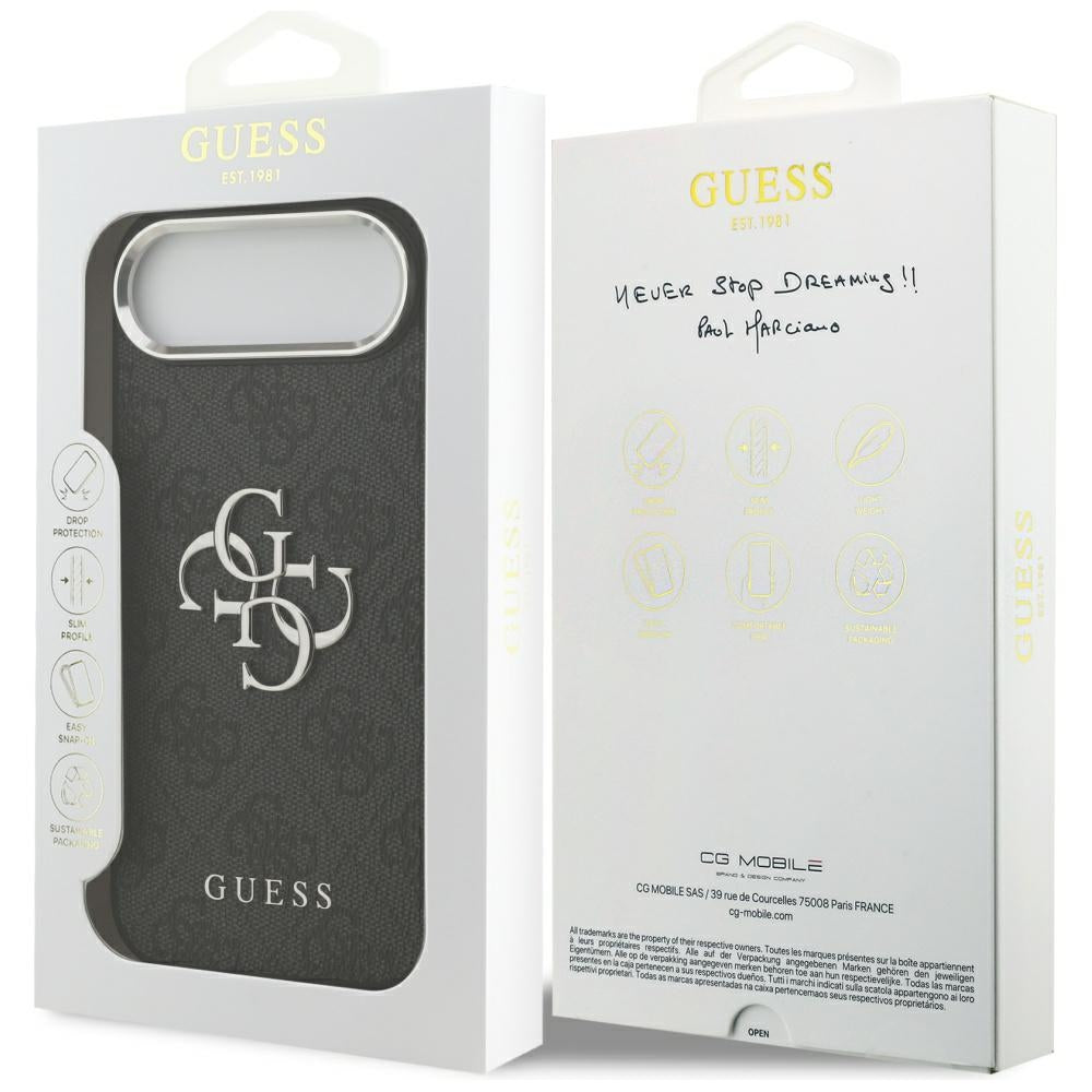 Capa para Apple iPhone 17 Air, Guess, Big 4G Logo Classic, Preta Prateada