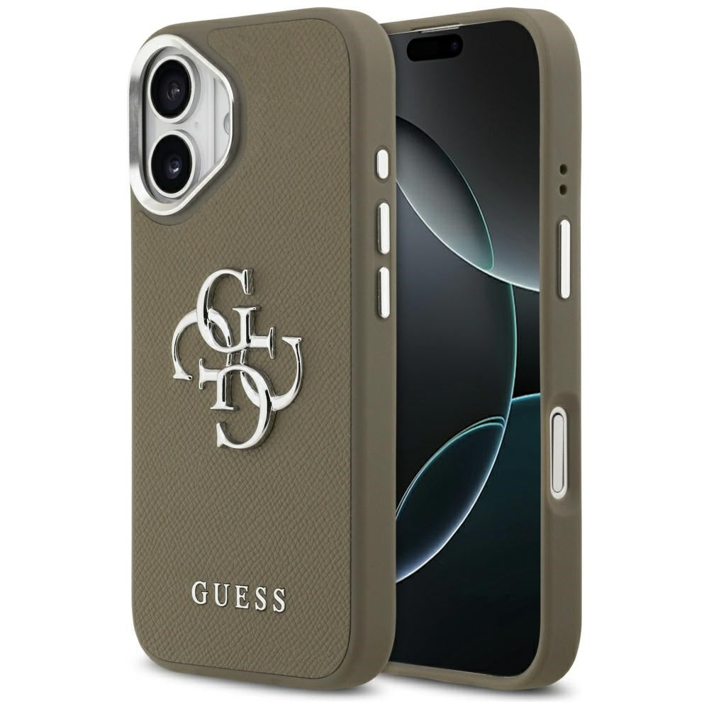 Capa para Apple iPhone 17, Guess, 4G Grained Big And Classic Logo, Marrom Prateado