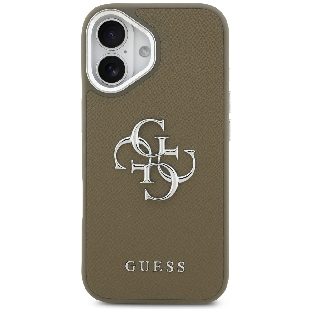Capa para Apple iPhone 17, Guess, 4G Grained Big And Classic Logo, Marrom Prateado