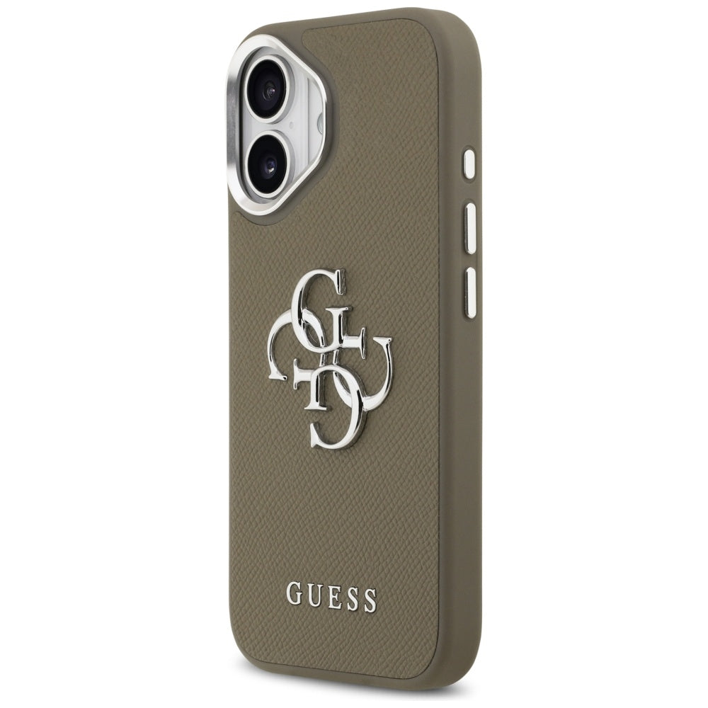 Capa para Apple iPhone 17, Guess, 4G Grained Big And Classic Logo, Marrom Prateado