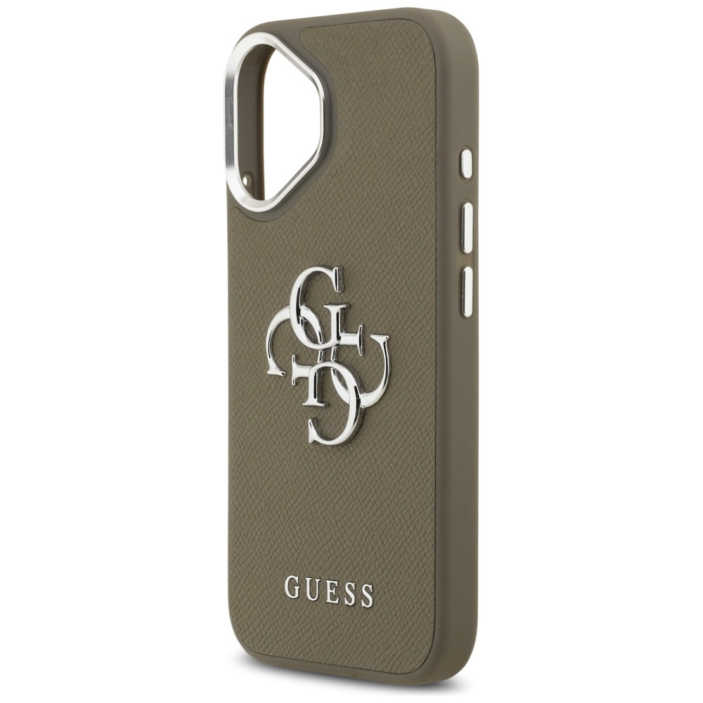 Capa para Apple iPhone 17, Guess, 4G Grained Big And Classic Logo, Marrom Prateado