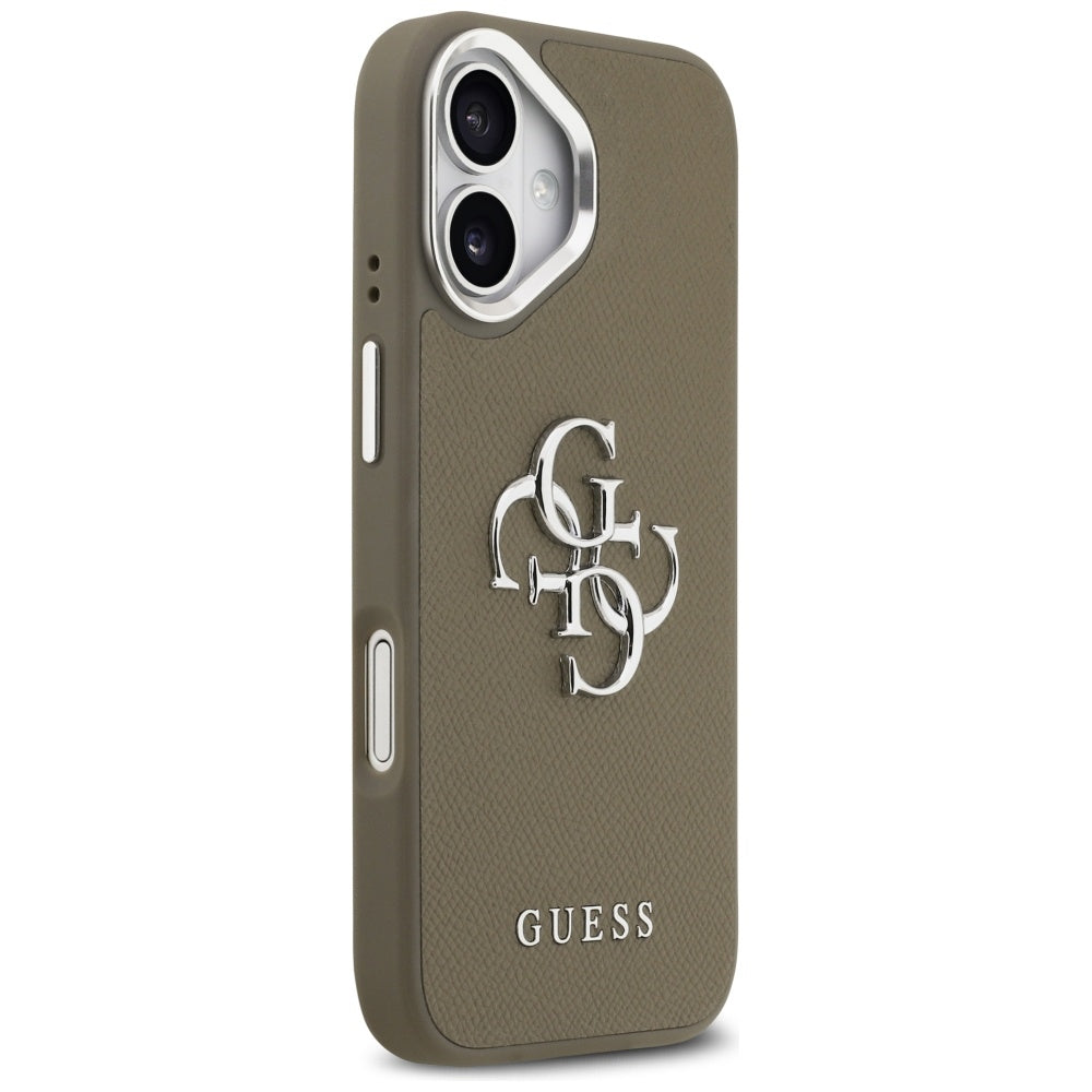 Capa para Apple iPhone 17, Guess, 4G Grained Big And Classic Logo, Marrom Prateado