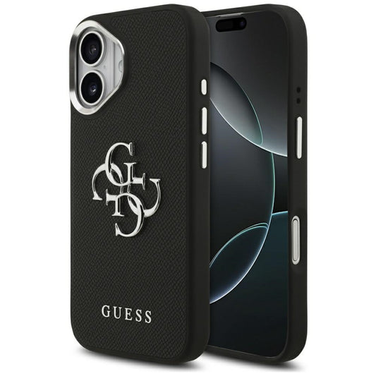 Capa para Apple iPhone 17, Guess, 4G Grained Big and Classic Logo, Preta e Prateada