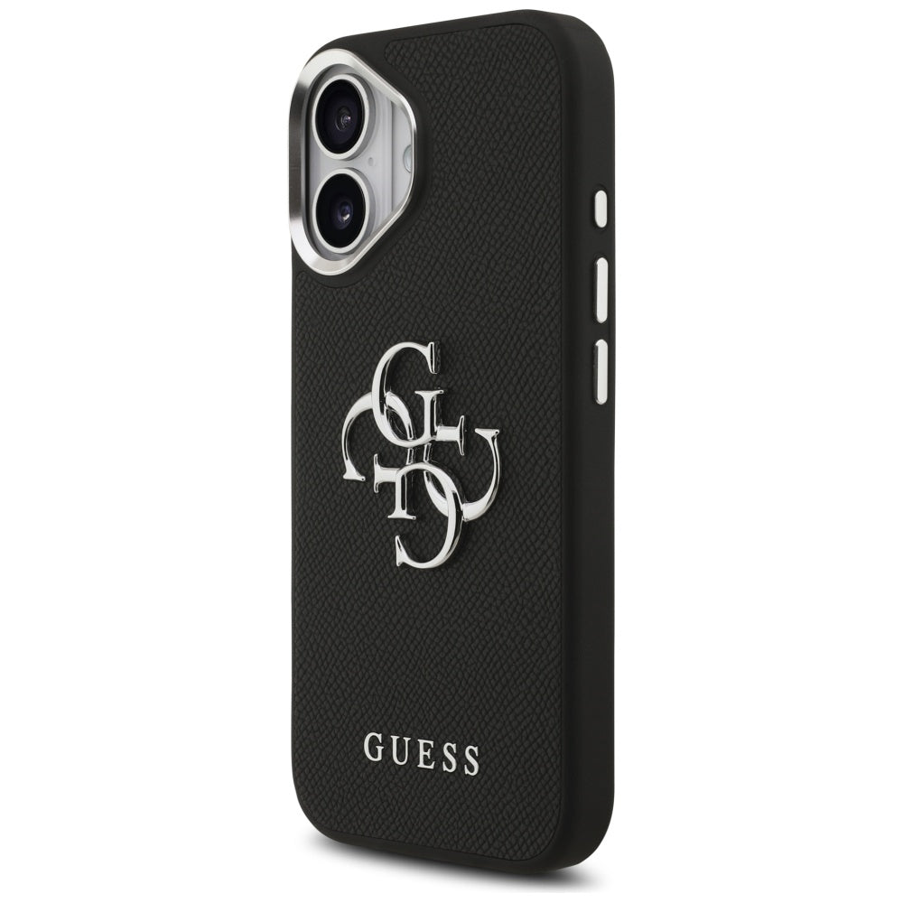 Capa para Apple iPhone 17, Guess, 4G Grained Big and Classic Logo, Preta e Prateada