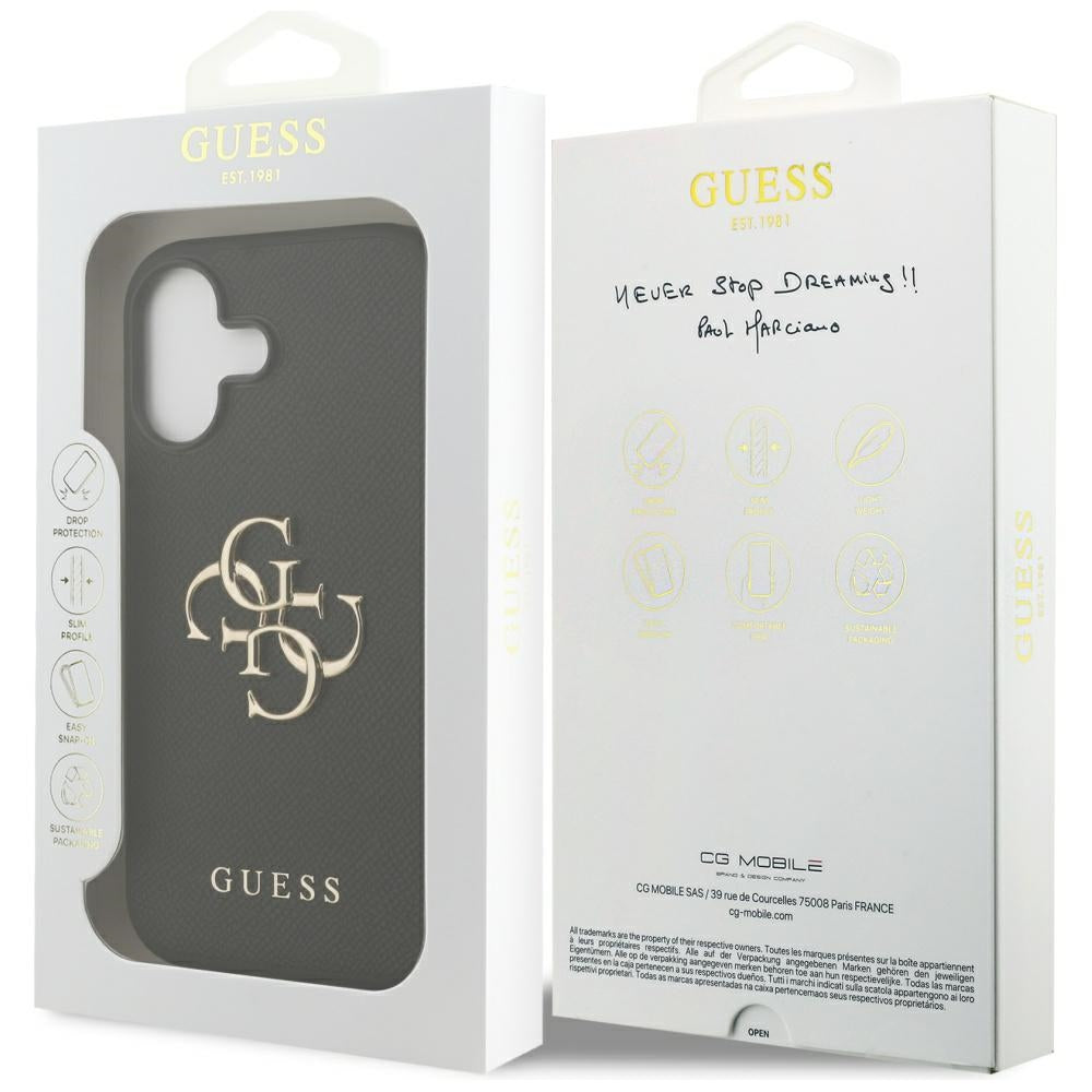 Capa para Apple iPhone 17, Guess, 4G Grained Big and Classic Logo, Preta