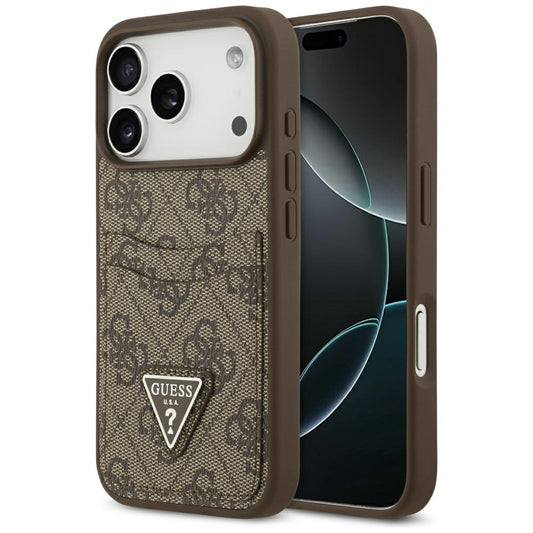 Capa para Apple iPhone 17 Pro, Guess, 4G Double Card Triangle, Castanho