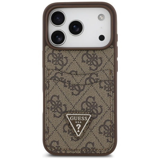 Capa para Apple iPhone 17 Pro, Guess, 4G Double Card Triangle, Castanho