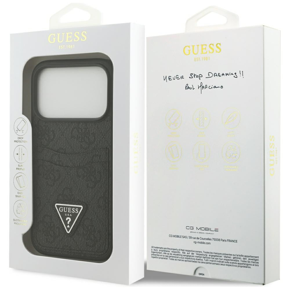 Capa para Apple iPhone 17 Pro, Guess, 4G Double Card Triangle, Preta