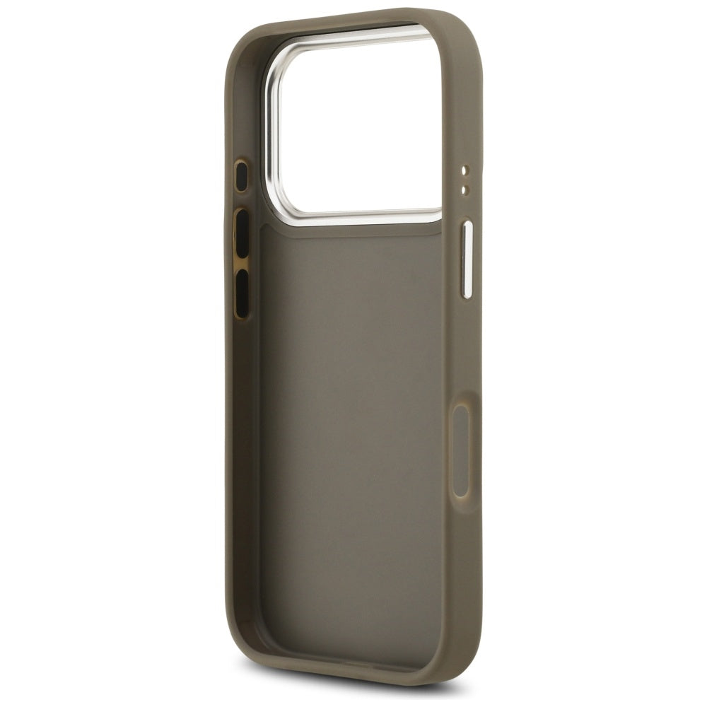 Capa para Apple iPhone 17 Pro, Guess, 4G Grained Big And Classic Logo, Marrom Prateado