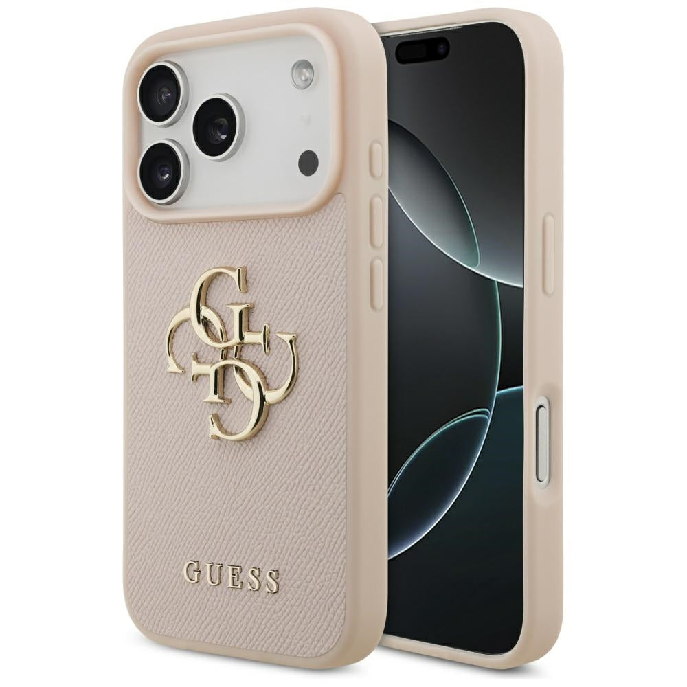 Capa para Apple iPhone 17 Pro, Guess, 4G Grained Big and Classic Logo, Rosa