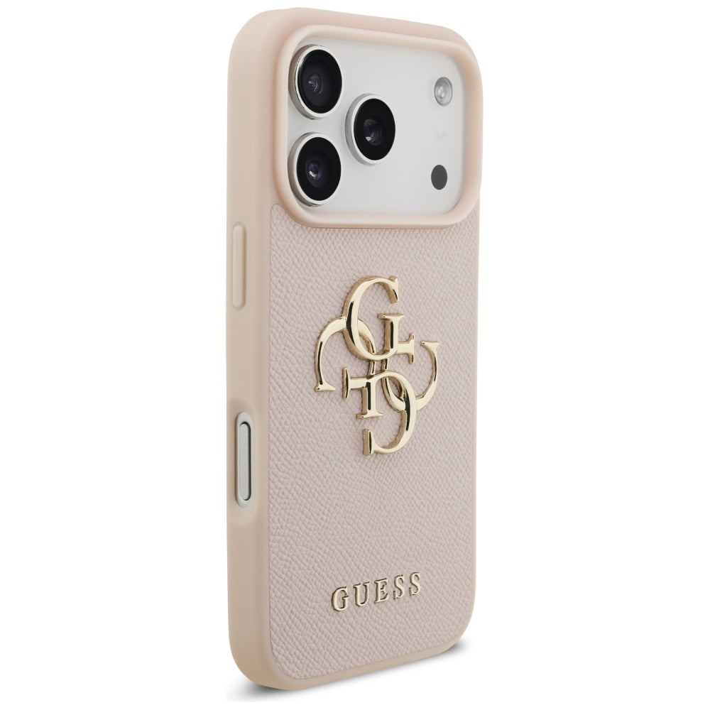 Capa para Apple iPhone 17 Pro, Guess, 4G Grained Big and Classic Logo, Rosa