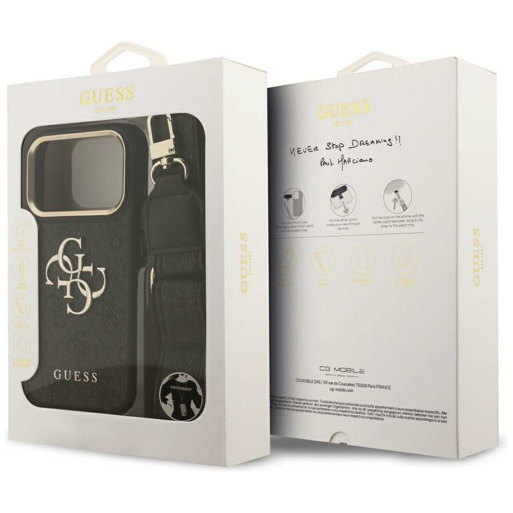 Capa para Apple iPhone 17 Pro, Guess, Big 4G Classic Logo with Big Strap, Preta