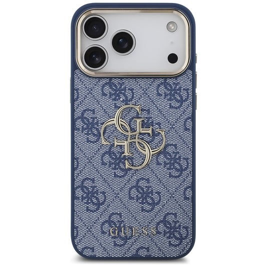 Capa para Apple iPhone 17 Pro, Guess, Big 4G Logo Classic, Azul Dourado