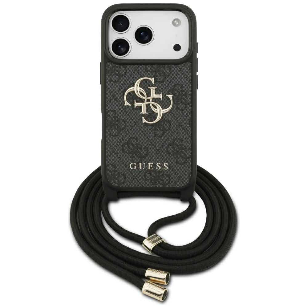 Capa para Apple iPhone 17 Pro, Guess, Crossbody Cord 4G Big Log, Preta