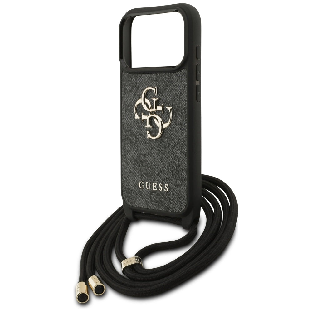 Capa para Apple iPhone 17 Pro, Guess, Crossbody Cord 4G Big Log, Preta