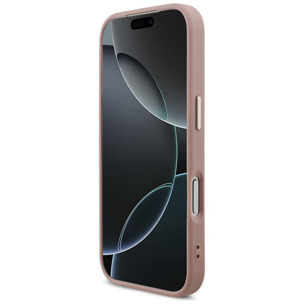 Capa para Apple iPhone 17 Pro, Guess, Fixed Glitter Big 4G Metal Frame, Rosa
