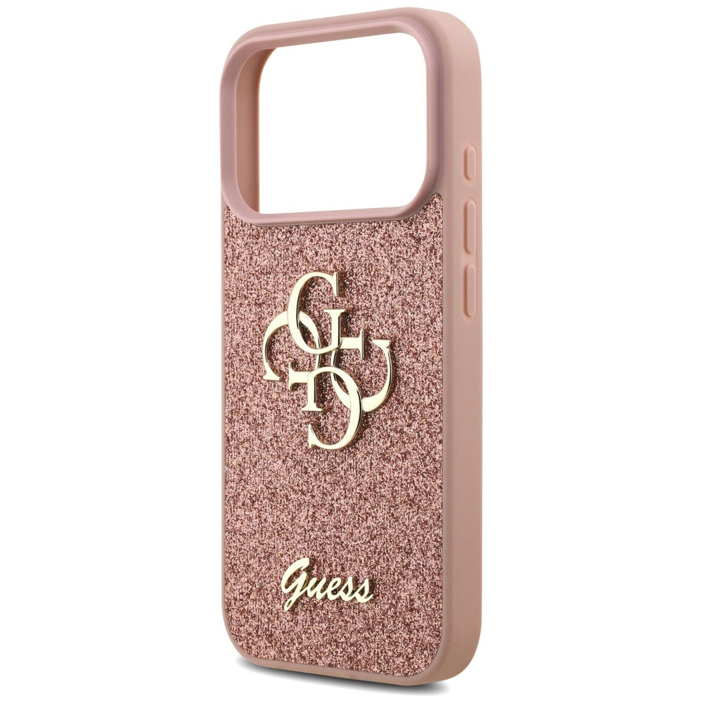 Capa para Apple iPhone 17 Pro, Guess, Fixed Glitter Big 4G, Rosa