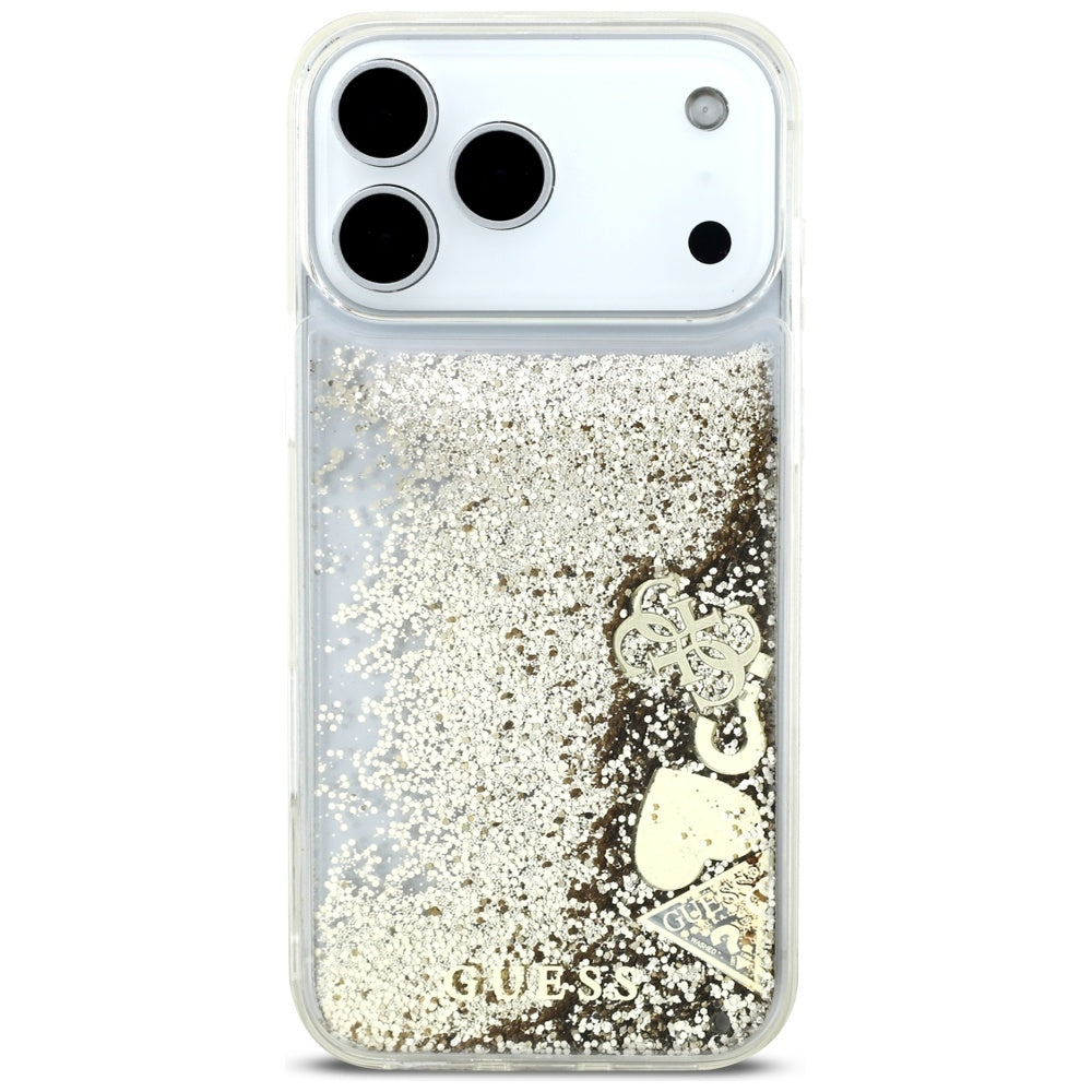 Capa para Apple iPhone 17 Pro, Guess, Liquid Glitter Charms, Dourada