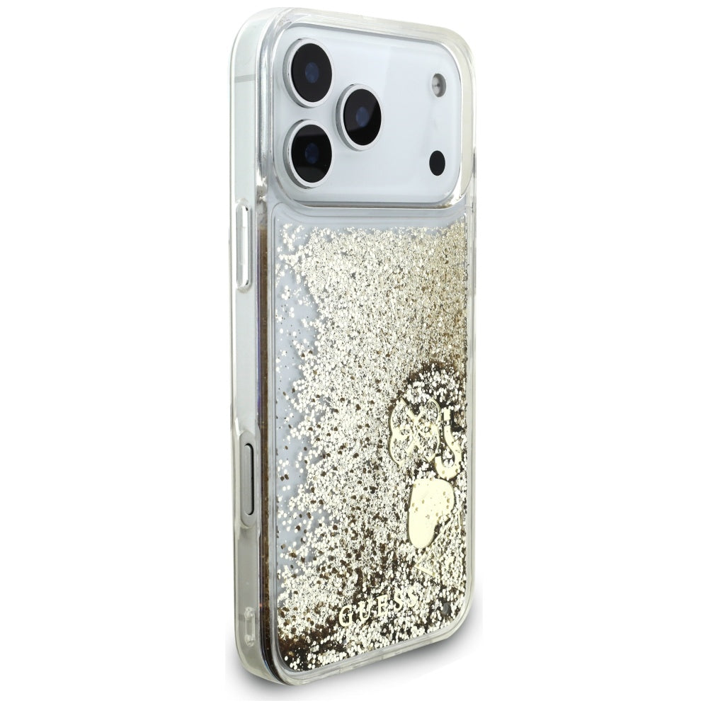 Capa para Apple iPhone 17 Pro, Guess, Liquid Glitter Charms, Dourada