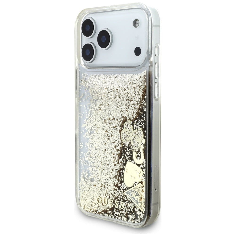Capa para Apple iPhone 17 Pro, Guess, Liquid Glitter Charms, Dourada