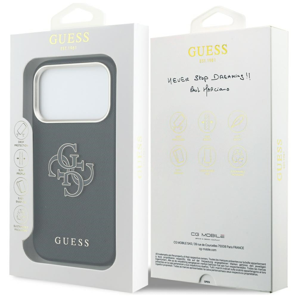 Case for Apple iPhone 17 Pro, Guess, Resin Logo, Black