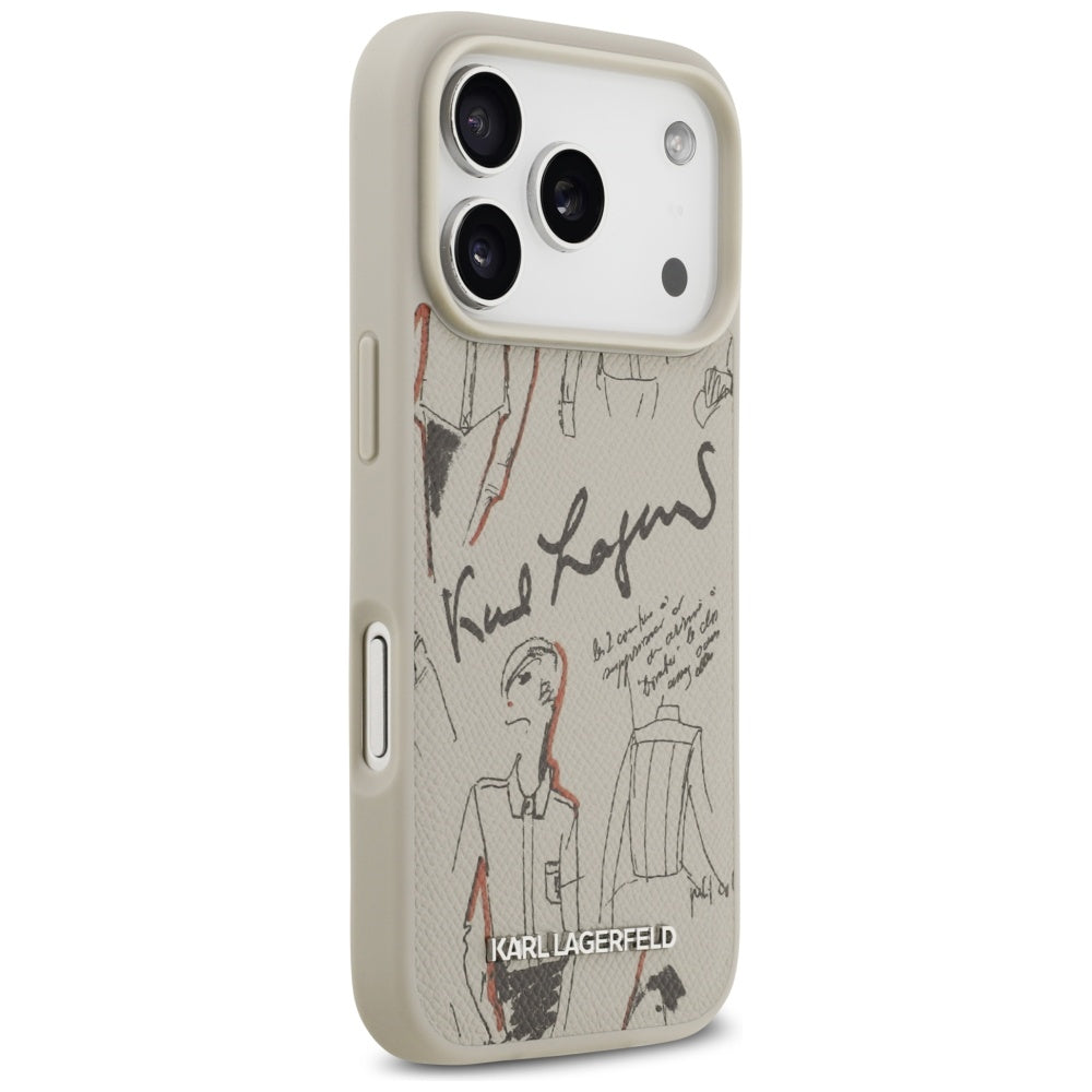 Capa para Apple iPhone 17 Pro, Karl Lagerfeld, Logo com Padrão Granulado, Cinza