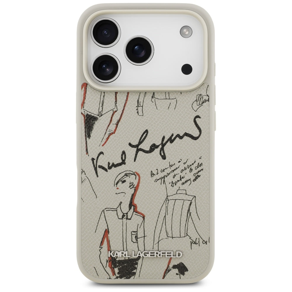 Capa para Apple iPhone 17 Pro, Karl Lagerfeld, Logo com Padrão Granulado, Cinza