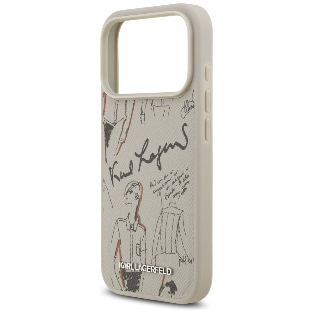 Capa para Apple iPhone 17 Pro, Karl Lagerfeld, Logo com Padrão Granulado, Cinza