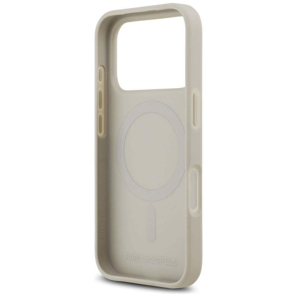 Capa para Apple iPhone 17 Pro, Karl Lagerfeld, Logo com Padrão Granulado, Cinza