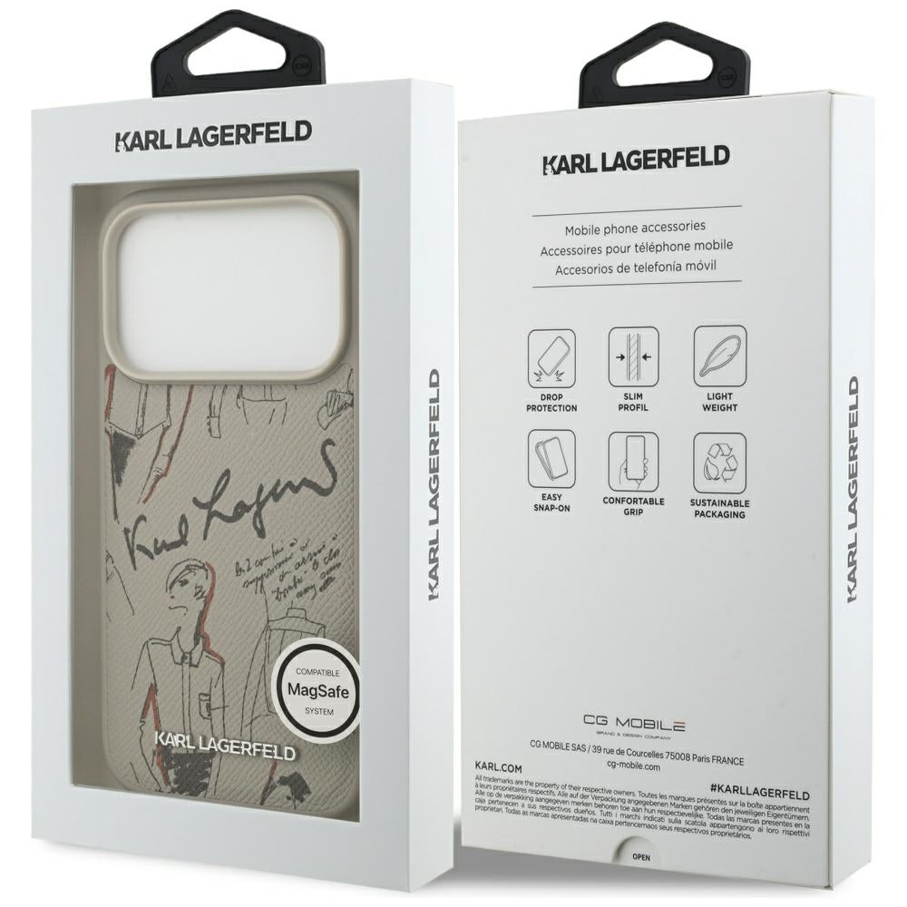 Capa para Apple iPhone 17 Pro, Karl Lagerfeld, Logo com Padrão Granulado, Cinza
