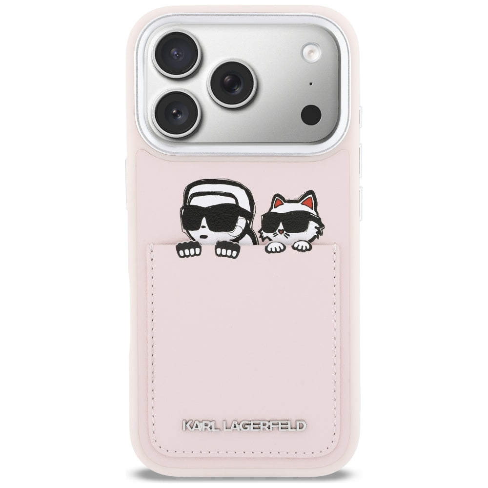 Capa para Apple iPhone 17 Pro, Karl Lagerfeld, Estampa Karl & Choupette com Bolso, Rosa