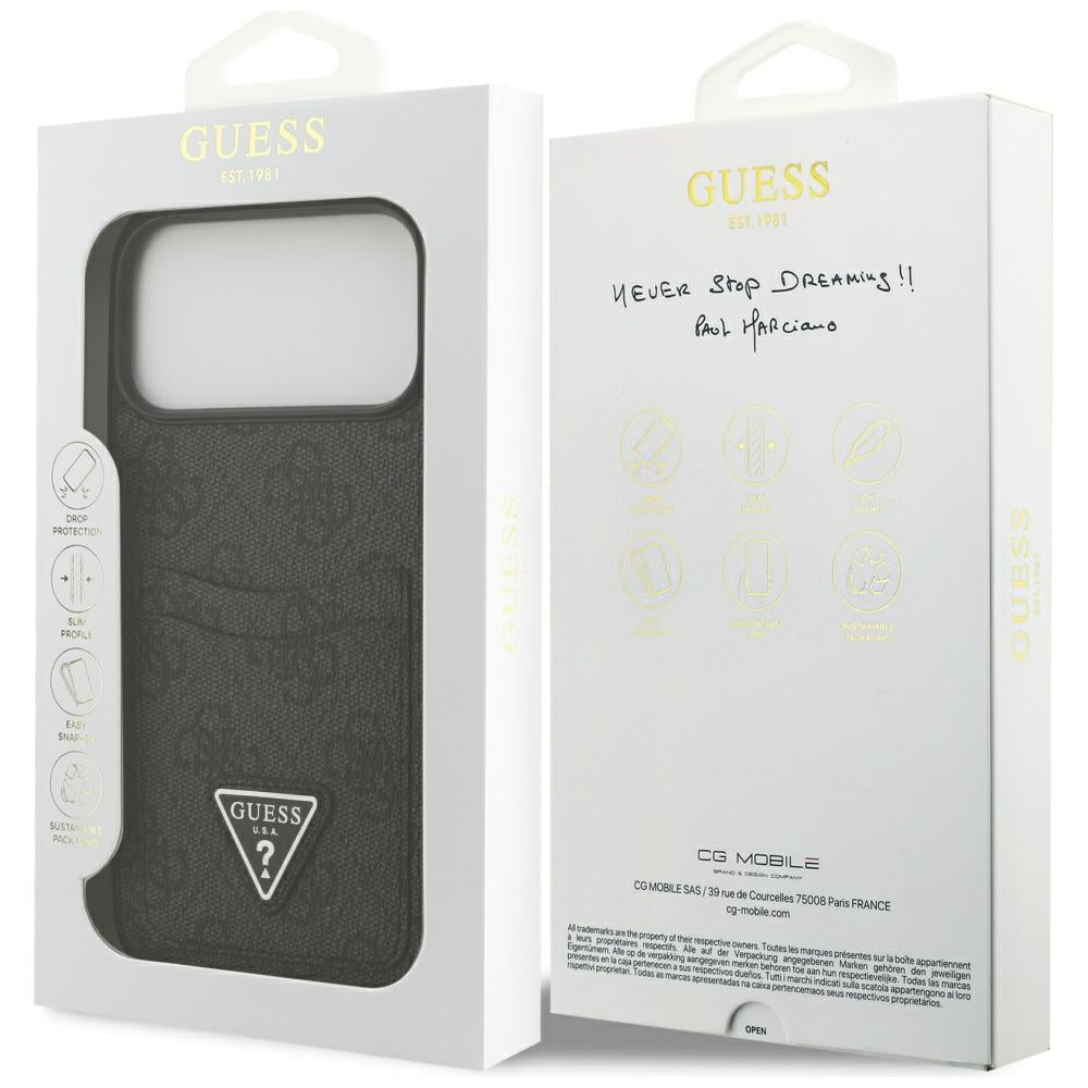 Case for Apple iPhone 17 Pro Max, Guess, 4G Double Card Triangle, Black