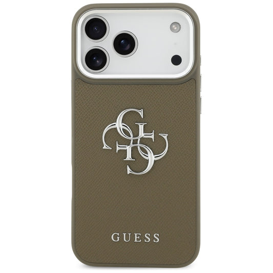 Capa para Apple iPhone 17 Pro Max, Guess, 4G Grained Big And Classic Logo, Marrom Prateado