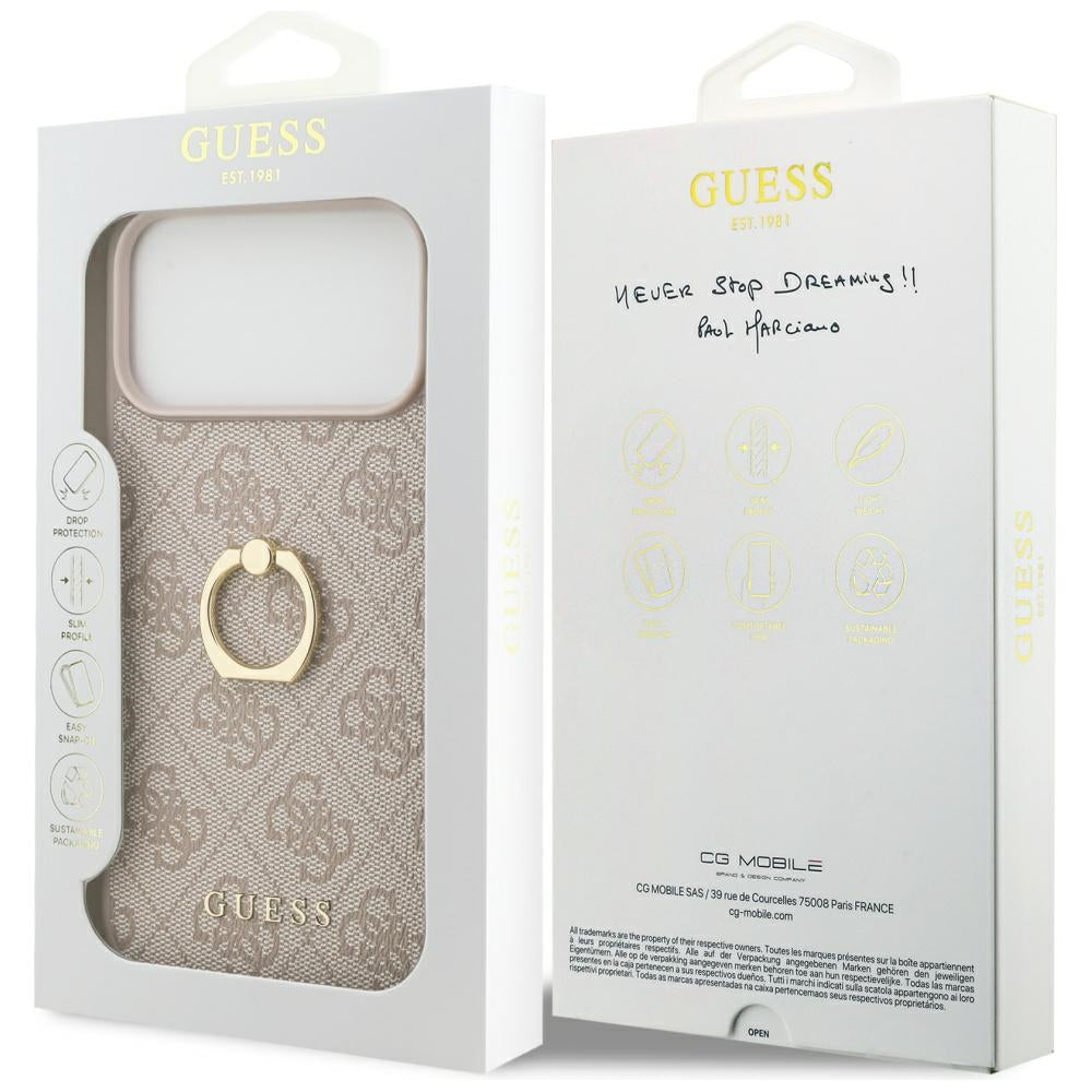 Capa para Apple iPhone 17 Pro Max, Guess, 4G Ring Stand, Rosa