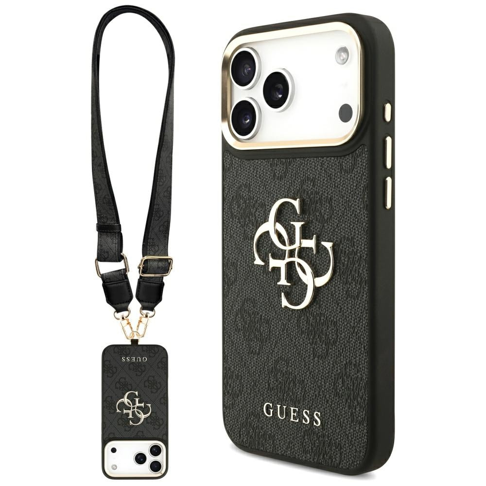 Capa para Apple iPhone 17 Pro Max, Guess, Big 4G Classic Logo with Big Strap, Preta