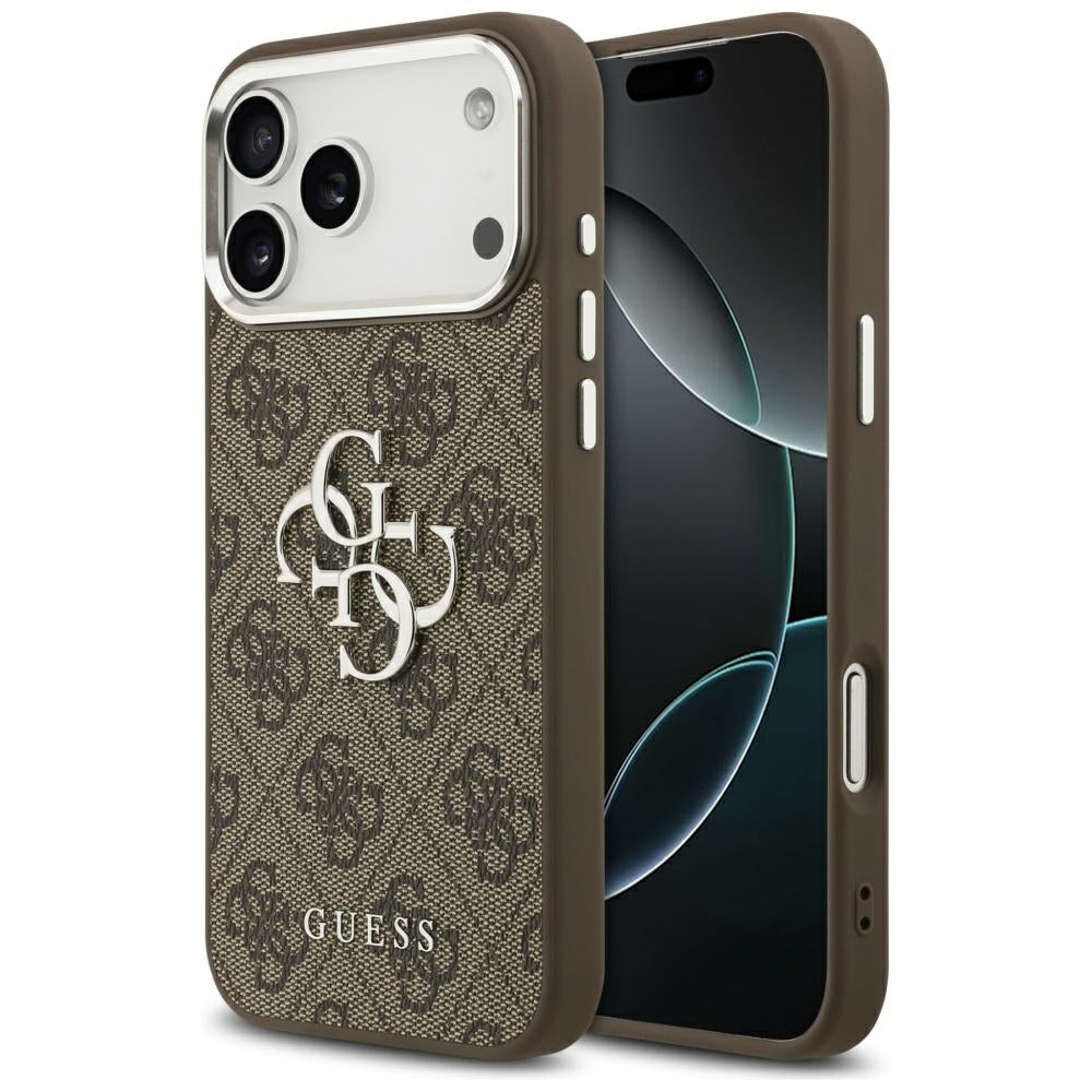 Capa para Apple iPhone 17 Pro Max, Guess, Big 4G Logo Classic, Marrom Prateado