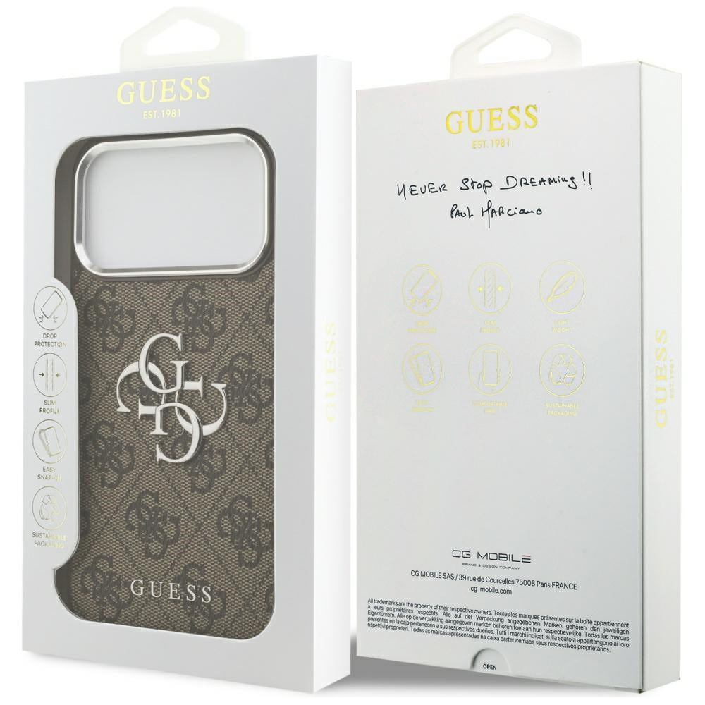 Capa para Apple iPhone 17 Pro Max, Guess, Big 4G Logo Classic, Marrom Prateado