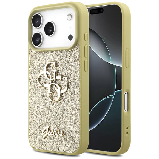 Capa para Apple iPhone 17 Pro Max, Guess, Fixed Glitter Big 4G, Dourada