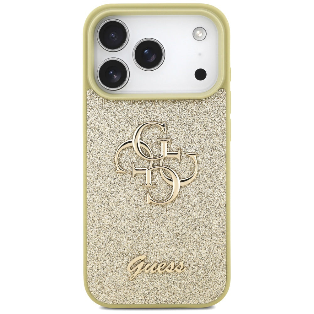 Capa para Apple iPhone 17 Pro Max, Guess, Fixed Glitter Big 4G, Dourada