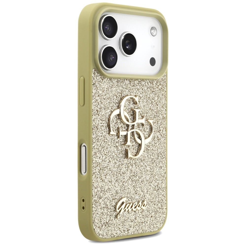 Capa para Apple iPhone 17 Pro Max, Guess, Fixed Glitter Big 4G, Dourada