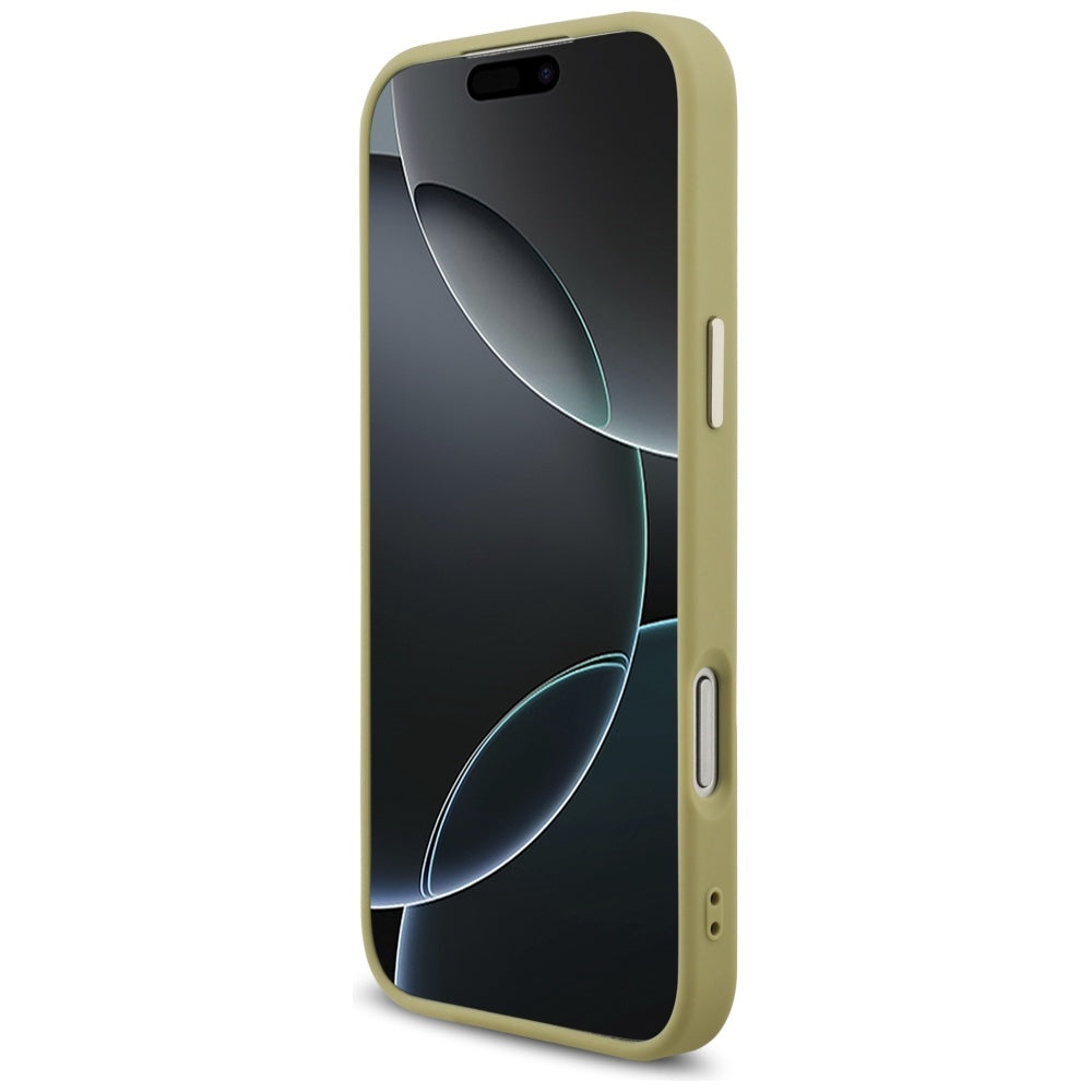 Capa para Apple iPhone 17 Pro Max, Guess, Fixed Glitter Big 4G Metal Frame, Dourada