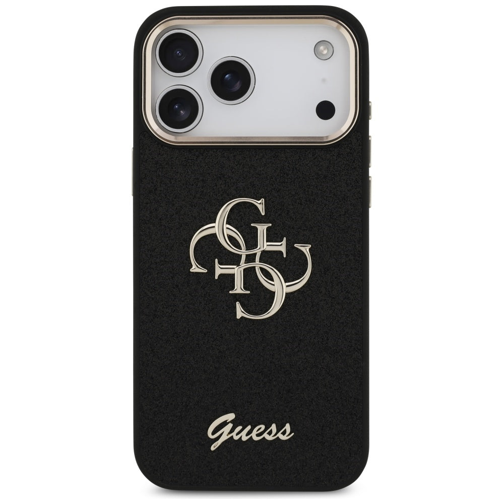Capa para Apple iPhone 17 Pro Max, Guess, Fixed Glitter Big 4G Metal Frame, Preta