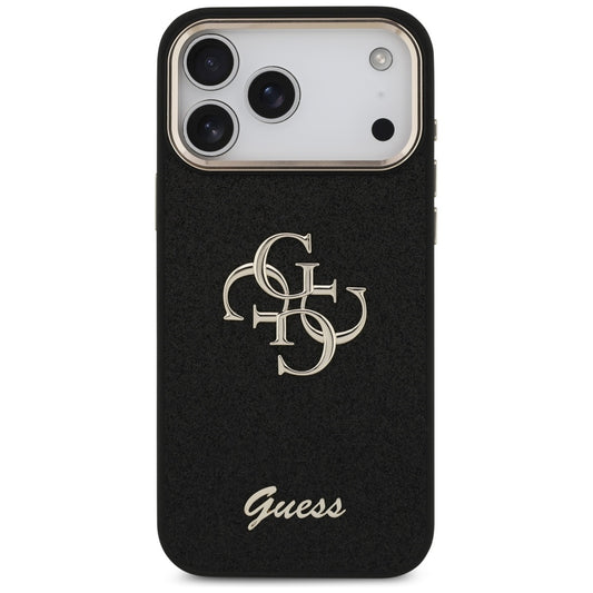 Capa para Apple iPhone 17 Pro Max, Guess, Fixed Glitter Big 4G Metal Frame, Preta